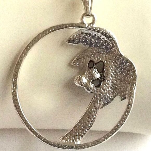 Palm Tree Pendant Necklace Crystal Silver Plated 23" X-Long Chain Coconut Island - Picture 3 of 12